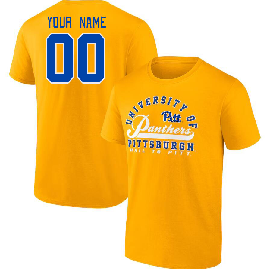 Custom Pitt Panthers Name And Number College Tshirt-Gold - Click Image to Close